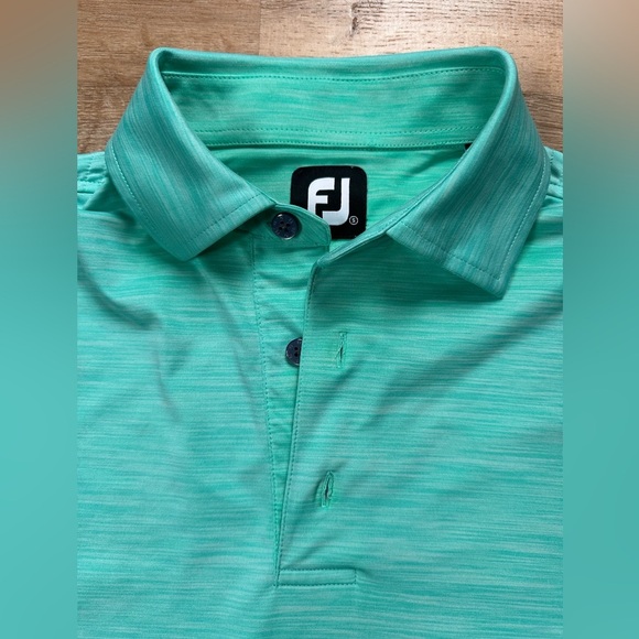 Foot Joy Mens Polo Collared 1/4 Button Golf Shirt Teal Green Sz Small - Picture 4 of 10